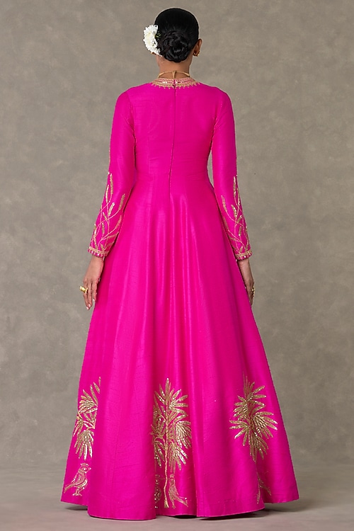 Pink Raw Silk Sitara Embellished Gown